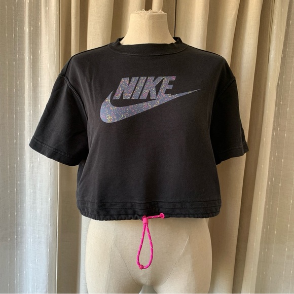 NIKE WOMENS CLASH SHORT SLEEVE CROP RETRO TOP S - Picture 9 of 10
